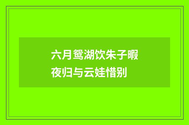 六月鸳湖饮朱子暇夜归与云娃惜别