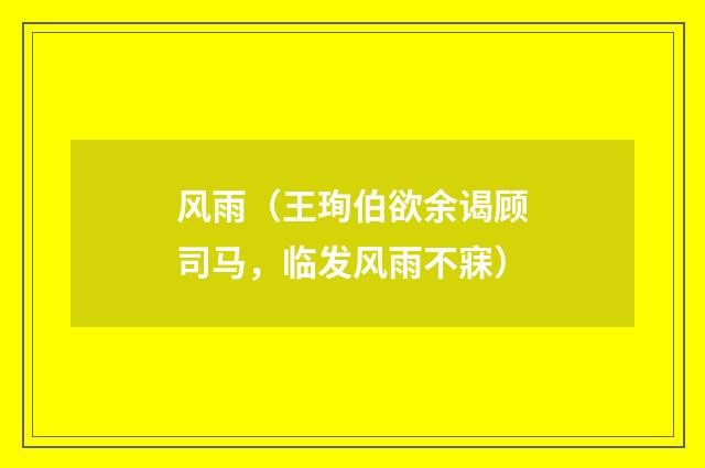 风雨（王珣伯欲余谒顾司马，临发风雨不寐）