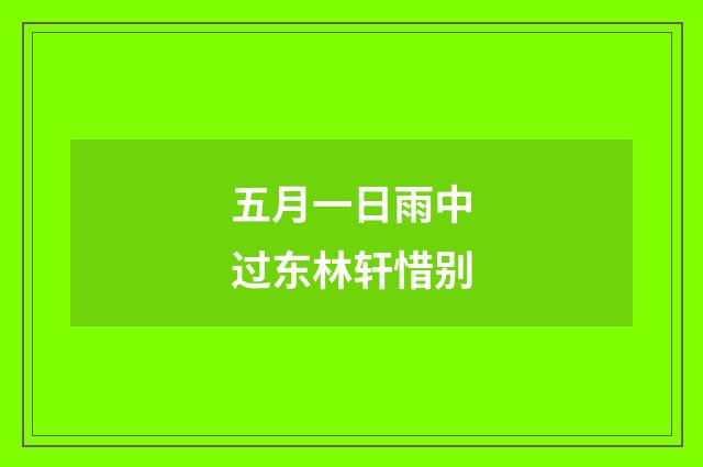 五月一日雨中过东林轩惜别