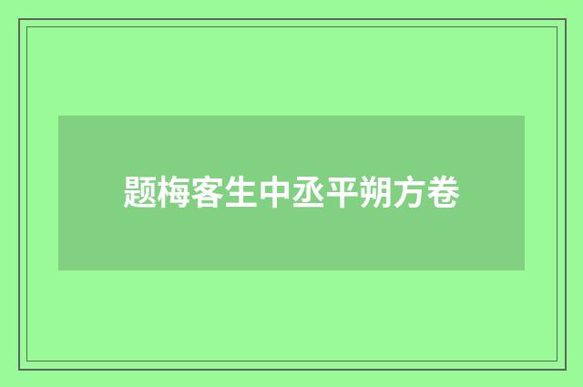 题梅客生中丞平朔方卷