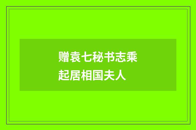 赠袁七秘书志乘起居相国夫人