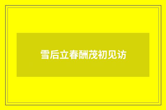 雪后立春酬茂初见访