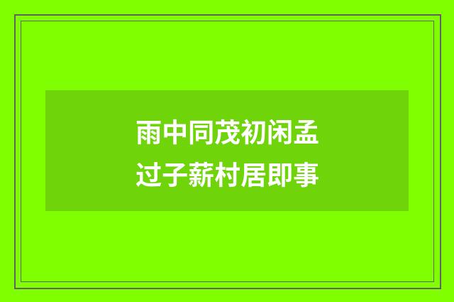 雨中同茂初闲孟过子薪村居即事