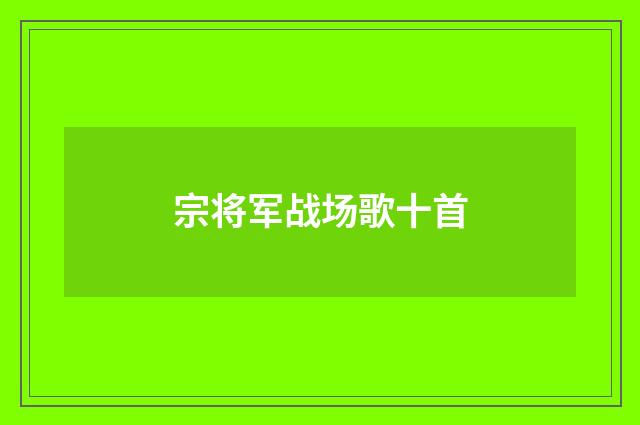 宗将军战场歌十首