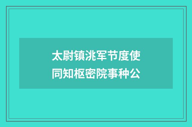 太尉镇洮军节度使同知枢密院事种公