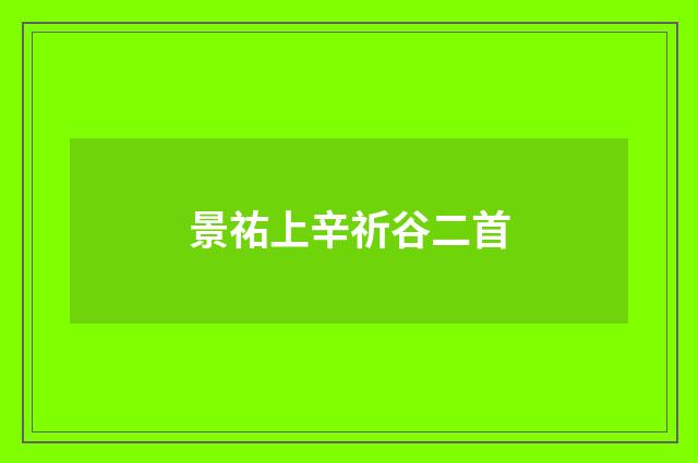 景祐上辛祈谷二首