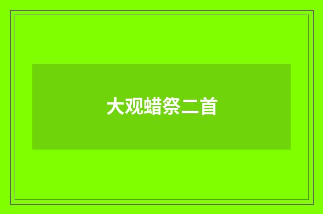 大观蜡祭二首