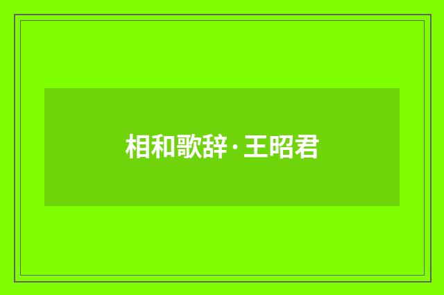 相和歌辞·王昭君