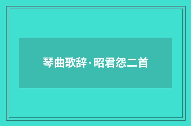 琴曲歌辞·昭君怨二首