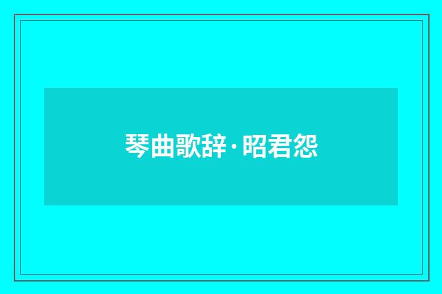 琴曲歌辞·昭君怨