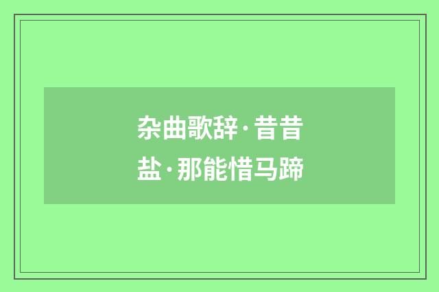 杂曲歌辞·昔昔盐·那能惜马蹄