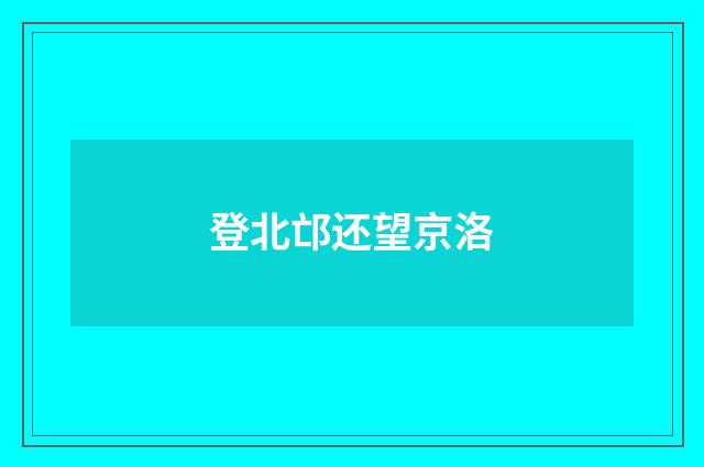 登北邙还望京洛