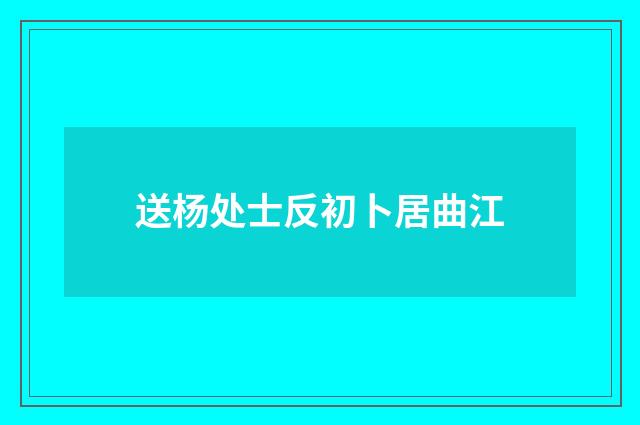 送杨处士反初卜居曲江