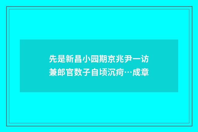 先是新昌小园期京兆尹一访兼郎官数子自顷沉疴…成章