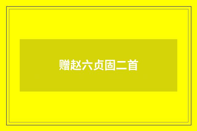 赠赵六贞固二首