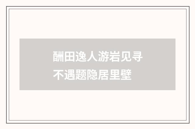 酬田逸人游岩见寻不遇题隐居里壁