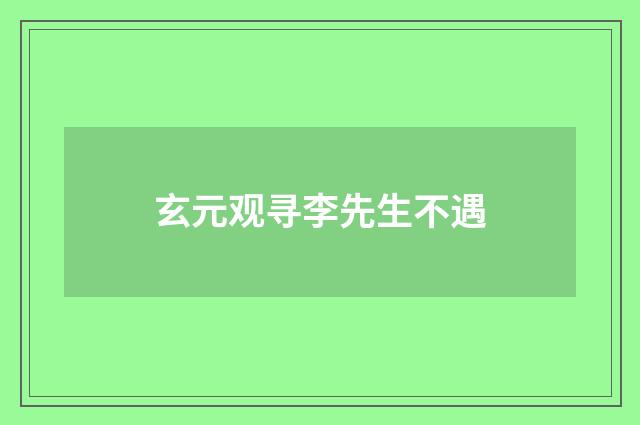 玄元观寻李先生不遇