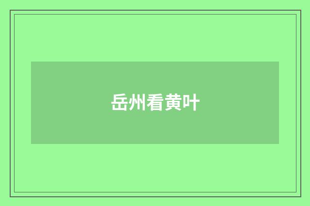 岳州看黄叶