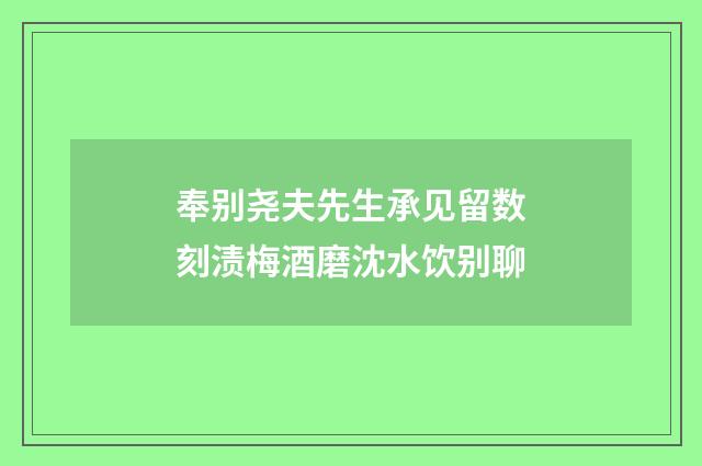 奉别尧夫先生承见留数刻渍梅酒磨沈水饮别聊
