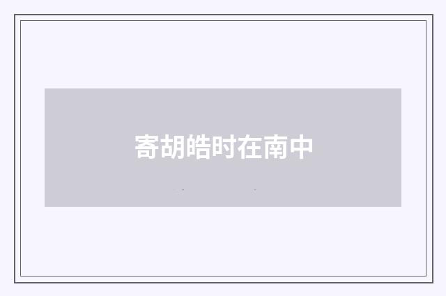 寄胡皓时在南中