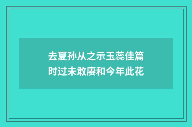 去夏孙从之示玉蕊佳篇时过未敢赓和今年此花
