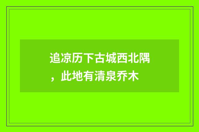 追凉历下古城西北隅，此地有清泉乔木