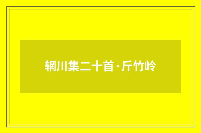 辋川集二十首·斤竹岭