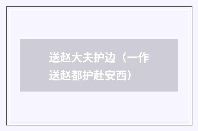 送赵大夫护边（一作送赵都护赴安西）