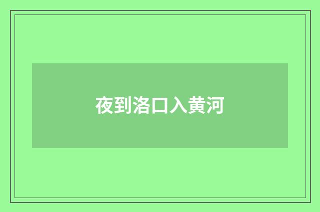 夜到洛口入黄河