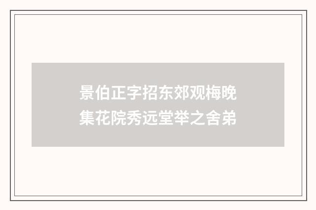 景伯正字招东郊观梅晚集花院秀远堂举之舍弟