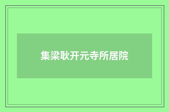 集梁耿开元寺所居院