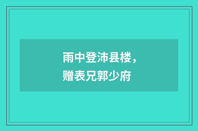 雨中登沛县楼，赠表兄郭少府