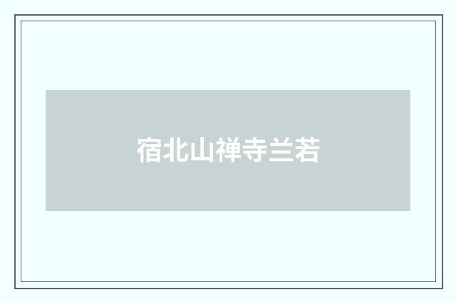宿北山禅寺兰若