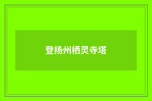 登扬州栖灵寺塔