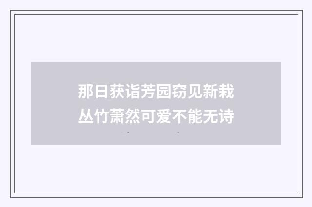 那日获诣芳园窃见新栽丛竹萧然可爱不能无诗