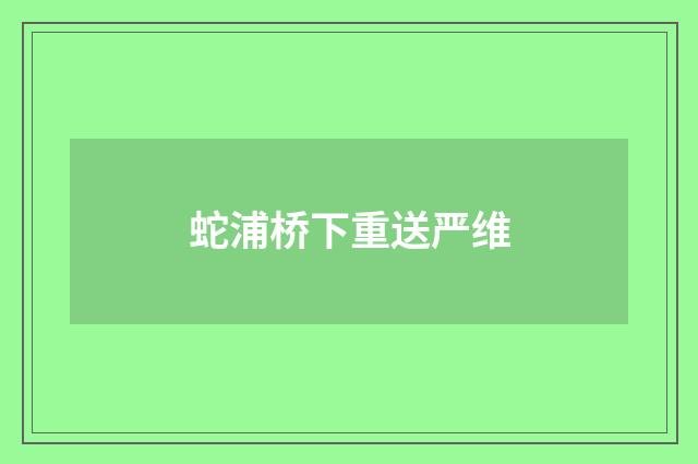 蛇浦桥下重送严维