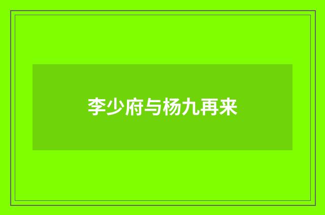 李少府与杨九再来