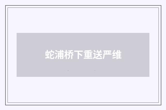 蛇浦桥下重送严维
