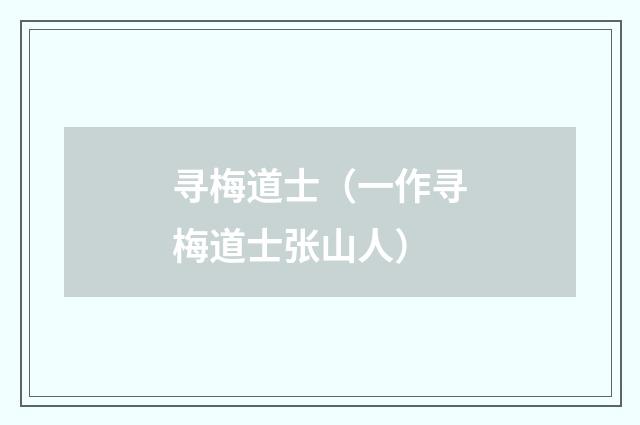 寻梅道士（一作寻梅道士张山人）