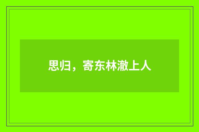 思归，寄东林澈上人