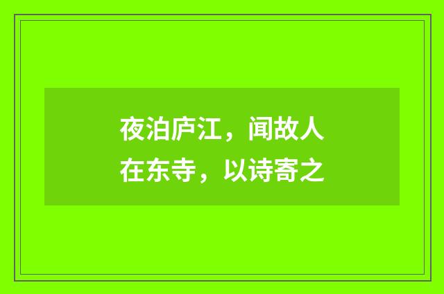夜泊庐江，闻故人在东寺，以诗寄之