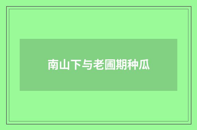 南山下与老圃期种瓜