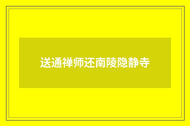 送通禅师还南陵隐静寺