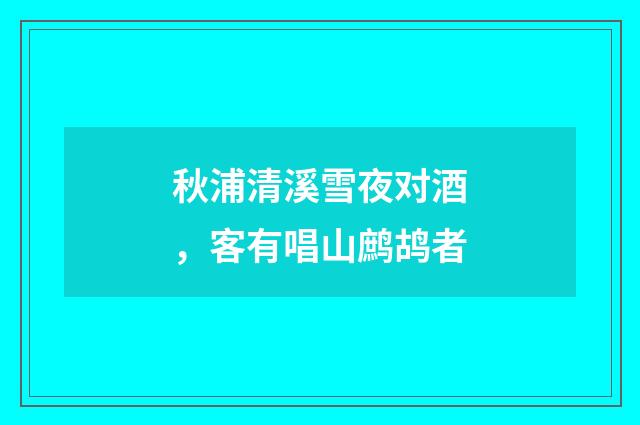 秋浦清溪雪夜对酒，客有唱山鹧鸪者
