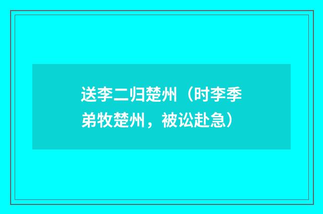 送李二归楚州（时李季弟牧楚州，被讼赴急）