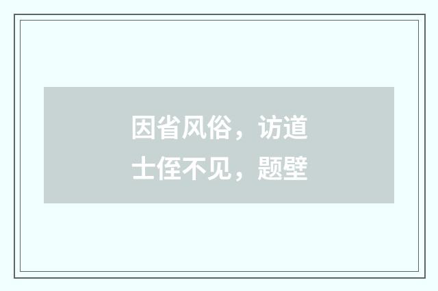 因省风俗，访道士侄不见，题壁