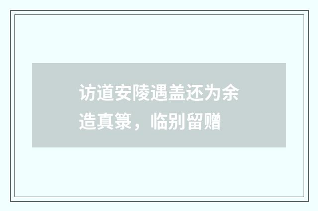 访道安陵遇盖还为余造真箓，临别留赠