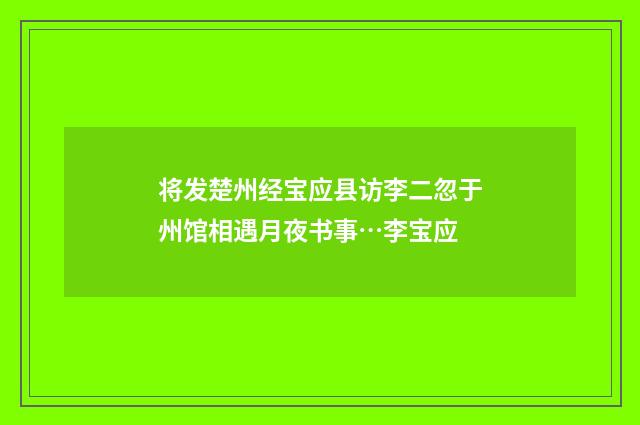 将发楚州经宝应县访李二忽于州馆相遇月夜书事…李宝应