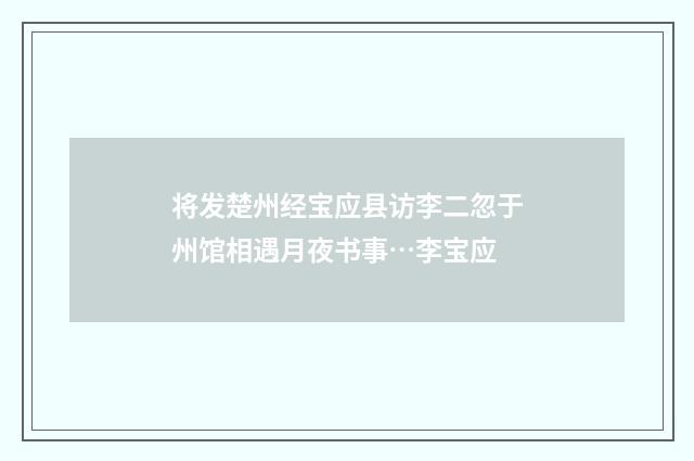 将发楚州经宝应县访李二忽于州馆相遇月夜书事…李宝应