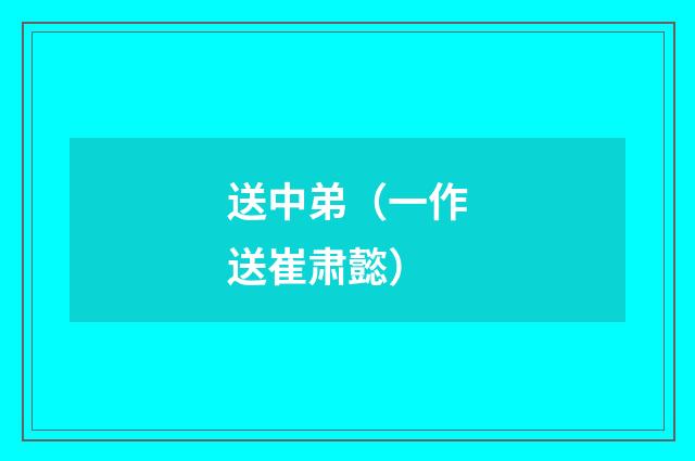 送中弟（一作送崔肃懿）